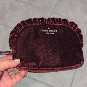 Kate Spade Deep Burgundy Velvet Cosmetic Case Nwot Tags